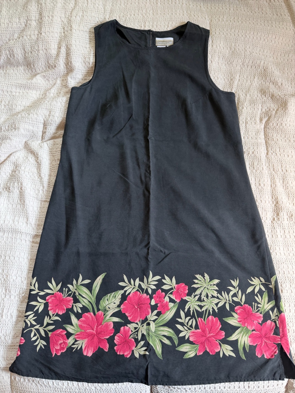 Coldwater Creek Black Midi Dress with Red Floral Border
